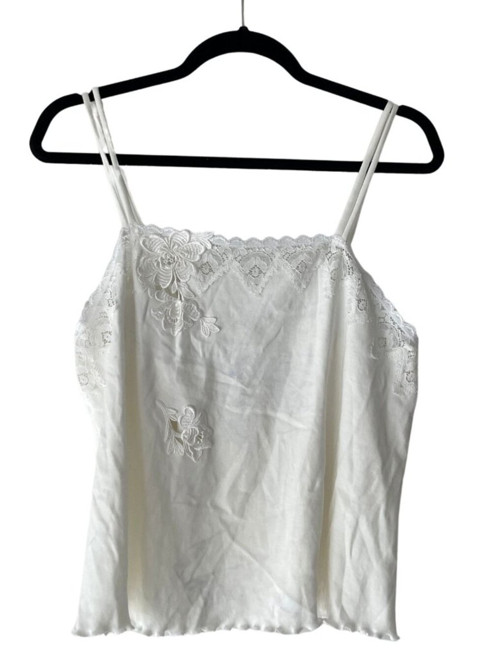 Vintage Handmade Lace Trim Cotton Camisole White, Medium